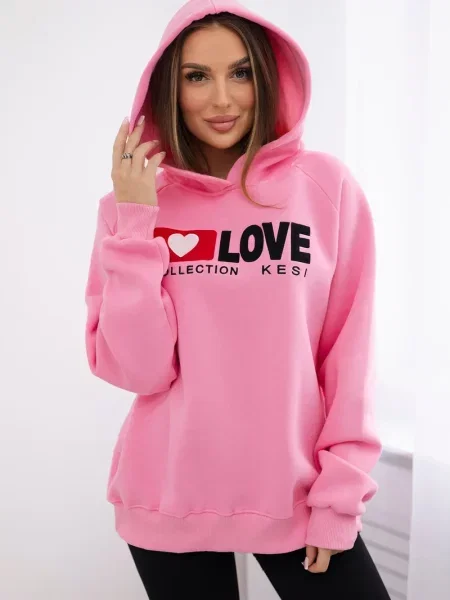 Bluza z kapturem Kesi ocieplana różowa