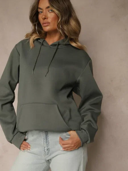 Bluza z Kapturem Ozdobiona Ściągaczami Invila zielona