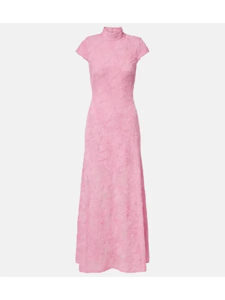 Rochie maxi Rotate cu model floral plasă de costum roz