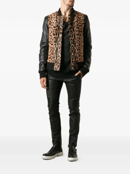 Geanta de piele Balmain cu imagine cu model leopard