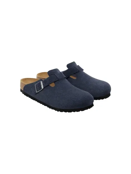 Birkenstock Mules încălțăminte Boston LEVE | narrow fit | piele întoarsă albastru