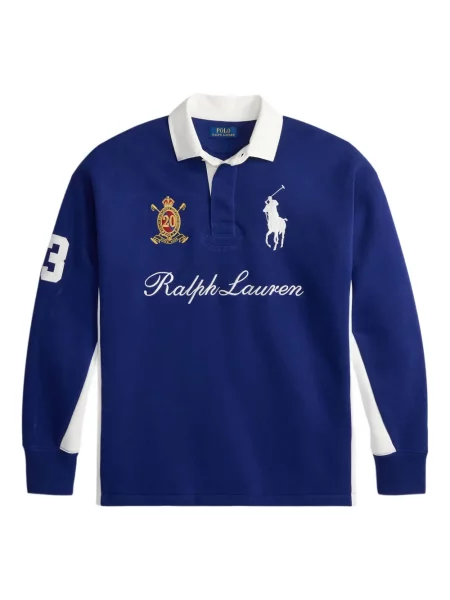 Dlouhá pruhovaná s límcem kšiltovka Polo Ralph Lauren modrá