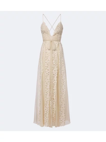 Rochie maxi Fendi de mătase alb