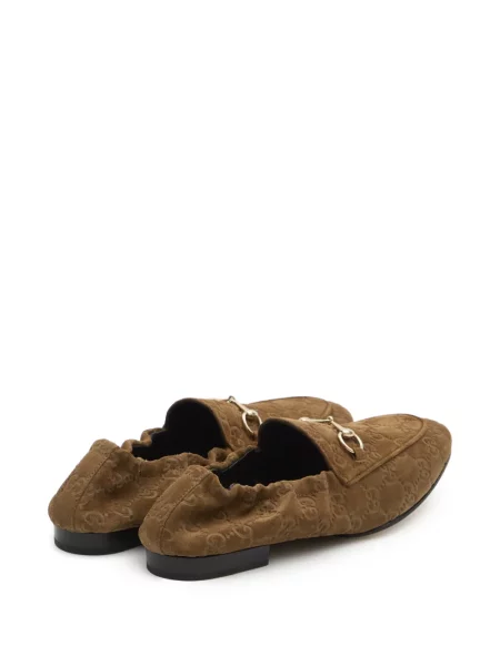Bőr loafer Gucci autogrammal barna