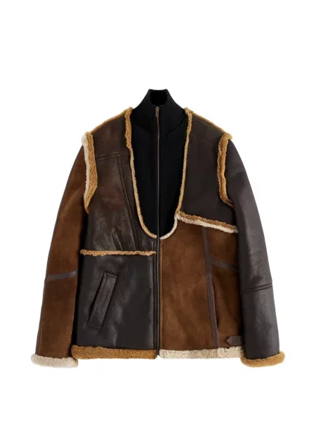 Geacă Maison Margiela din piele de oaie maro