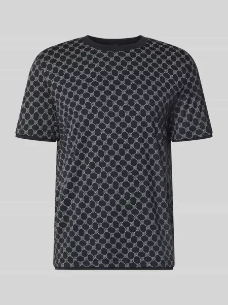 T-shirt z wzór z logo i okrągły dekolt Joop! Collection niebieska
