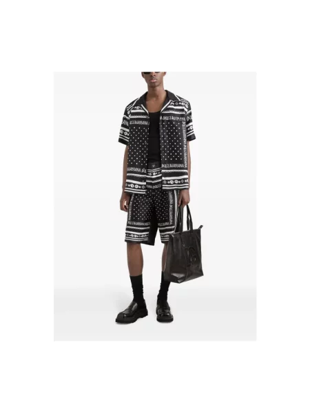 Jedwabne bermudy Dolce And Gabbana z logo czarne
