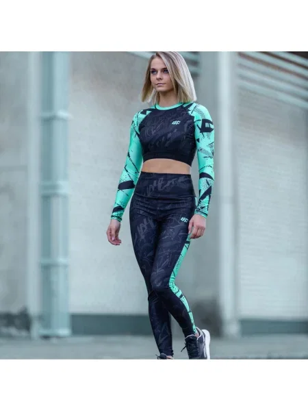 Legginsy sportowe z wysokim stanem EXTREME HOBBY NEO zielone