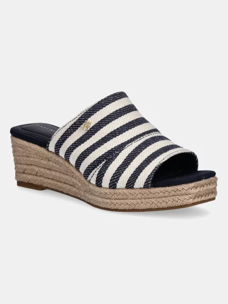 Natikači Tommy Hilfiger NAUTICAL STRIPES ESPADRILLE MULE mornarsko modra