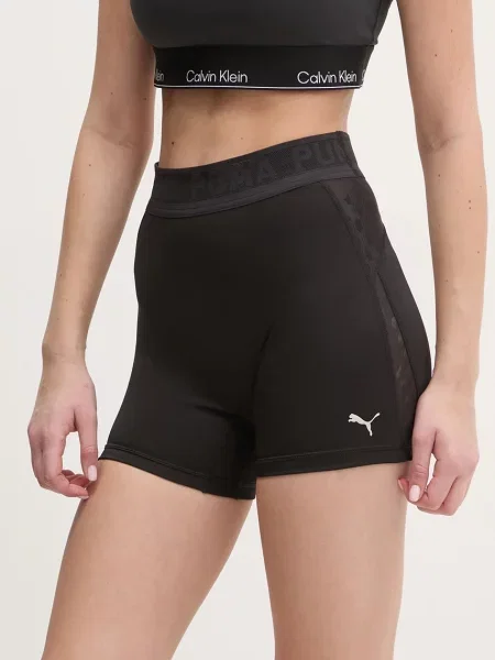 Kratke hlače za trening Puma Lace s tiskom visoki struk crna
