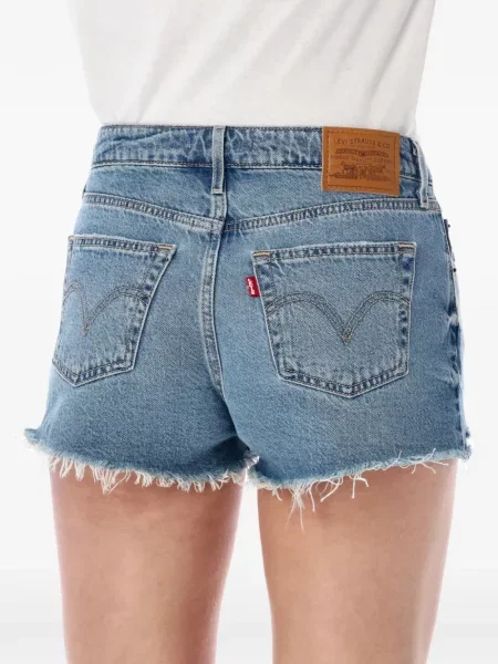 Kožené džínové šortky Levi's s oděrkami modré