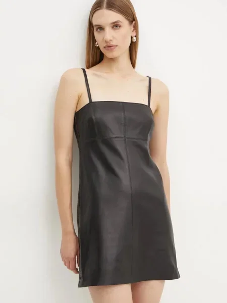 MICHAEL Michael Kors rochie de piele mini mulată negru