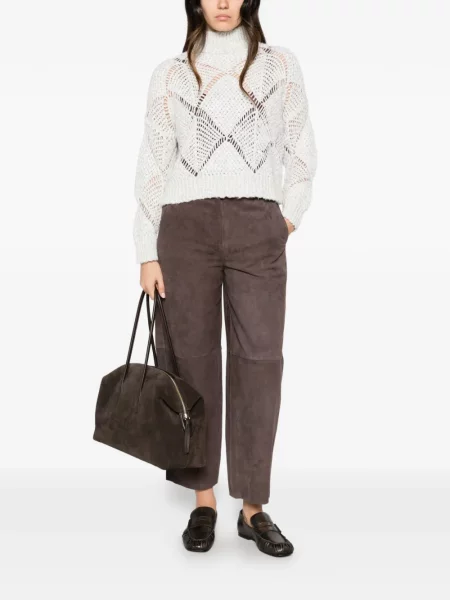 Pantaloni Via Masini 80 din piele de căprioară maro