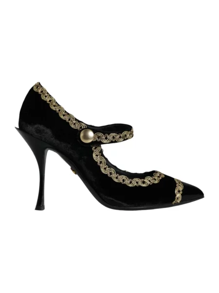 Welurowa czółenka Dolce And Gabbana czarna