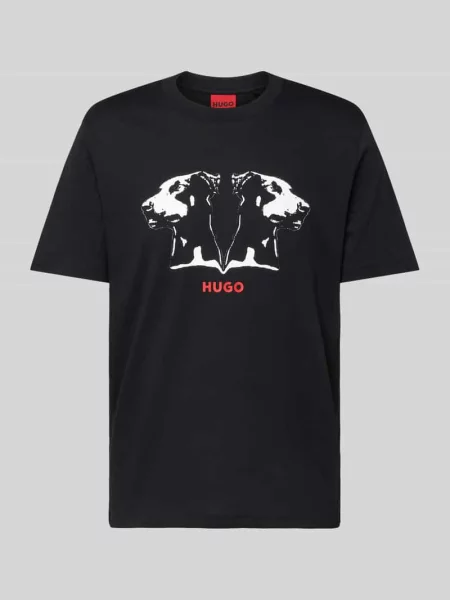 T-shirt z nadrukowanym motywem i logo model ‘Dobero’ Hugo czarna