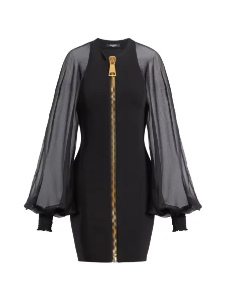 Scurt rochie Balmain din jerseu negru