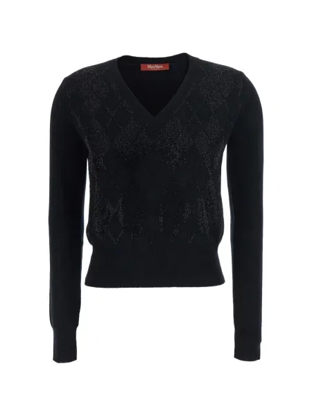 Stras pulover Max Mara cu model argyle negru