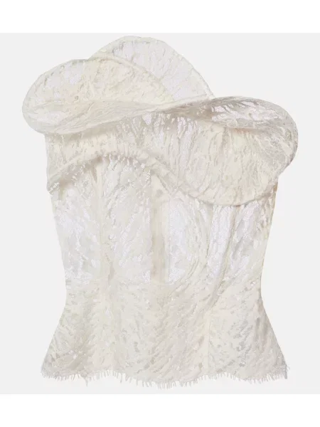 Top Magda Butrym din dantelă alb