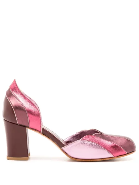 Kožené lodičky Sarah Chofakian růžové