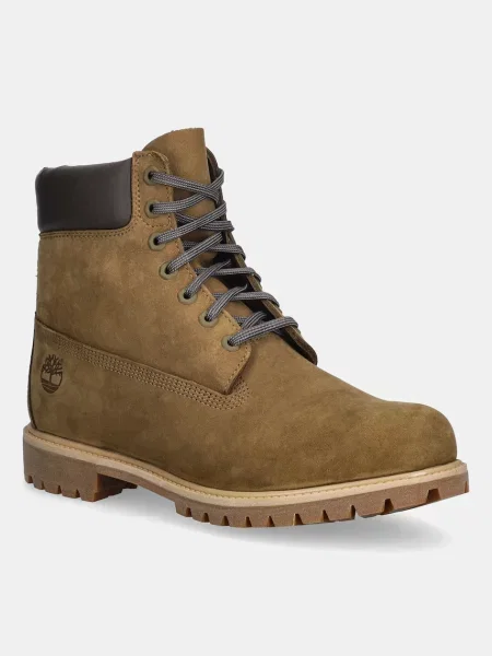 Čizme od nubuka Timberland Premium 6 Inch Lace Up Waterproof zelena