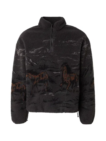 LEVI'S ® Pulover Idyllwild Sherpa Popover Sweatshirt gri piatră / portocaliu închis negru