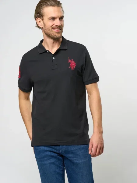U.S. POLO ASSN. Póló UMALFREDO piros fekete