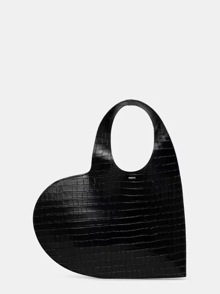 Geantă Coperni din piele cu motiv cu inimi negru