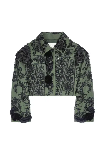 Geacă Dries Van Noten cu broderie verde