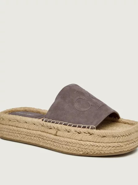 Espadrile Calvin Klein Flatf Espa Mule Nub Mg maro