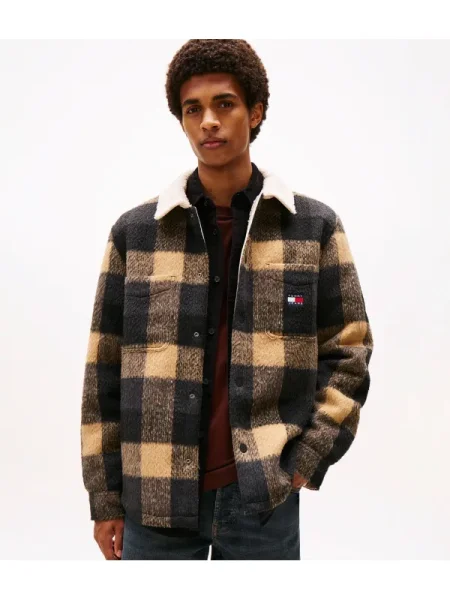Tommy Jeans Bélelt kabát | Oversize fit | shearling bézs