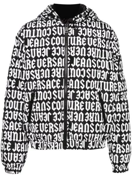 Дънково яке Versace Jeans Couture с качулка черно
