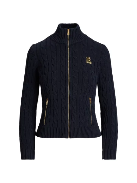 Geacă Lauren Ralph Lauren tricotate albastru