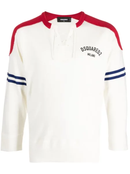 Pulover Dsquared2 tricotate cu imagine alb