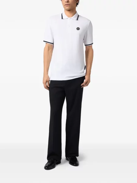 Tricou polo Philipp Plein cu autograf alb