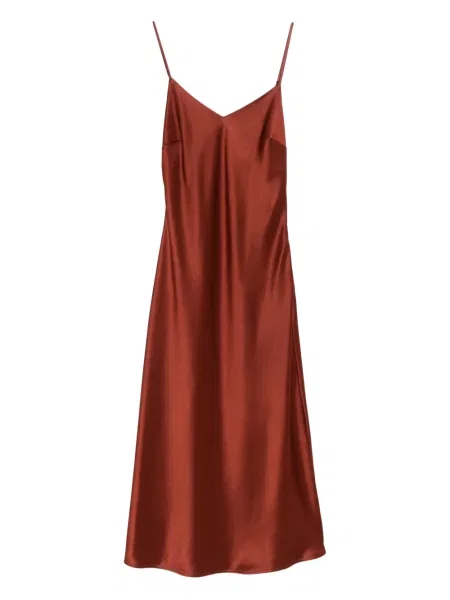 Rochie de satin Cynthia Rowley din satin de costum maro