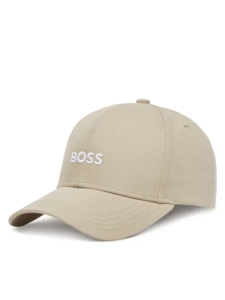 Шапка с козирка BOSS с апликация бежово