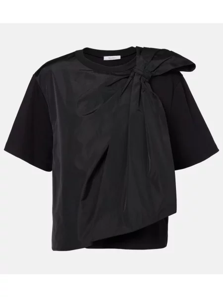 Top Max Mara z kokardką z dżerseju czarny