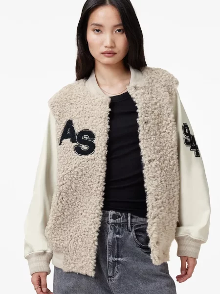 AllSaints kurtka VALERIE przejściowa oversize beżowy