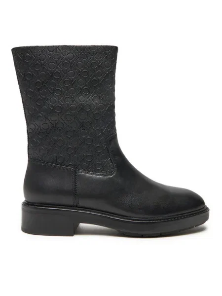 Calvin Klein Bokacsizma Flat Ankle Boot Mono Mix fekete