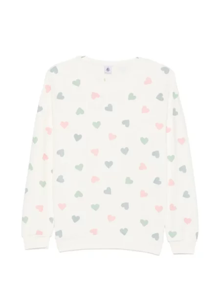 Pijamale Petit Bateau cu motiv cu inimi alb