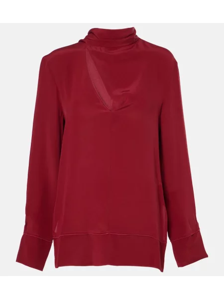 Bluză Victoria Beckham de mătase roșu