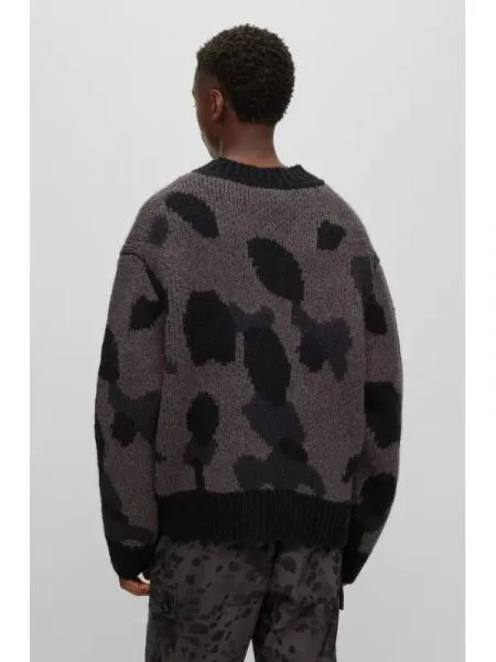 HUGO Pulover Sattiner | Oversize fit cu adaos de lână gri