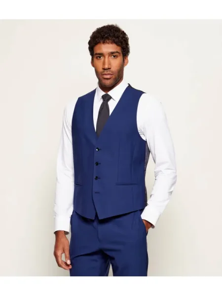 BOSS BLACK de lână vestă negru