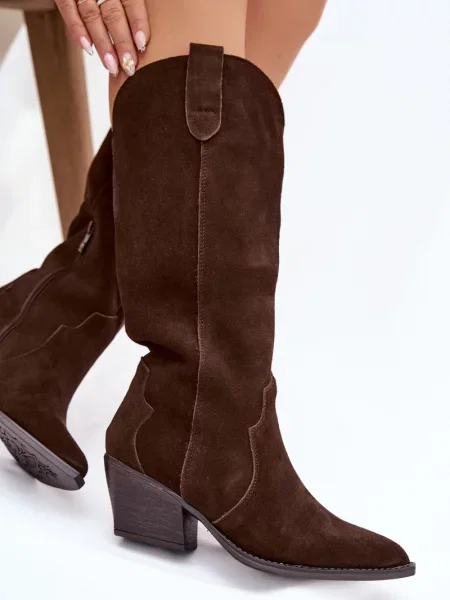 Botine Boto din piele cowboy alb