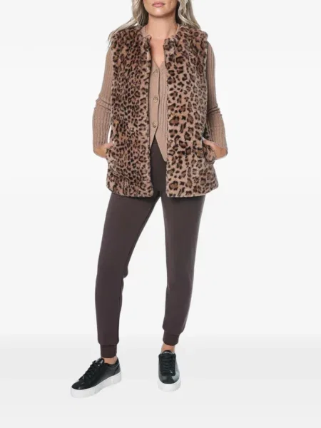 Vestă Dkny cu imagine cu model leopard cu blană maro