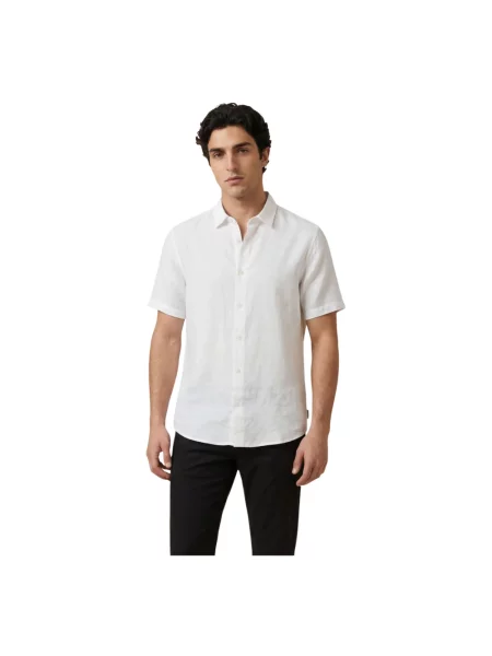 Lniana koszula Armani Exchange biała