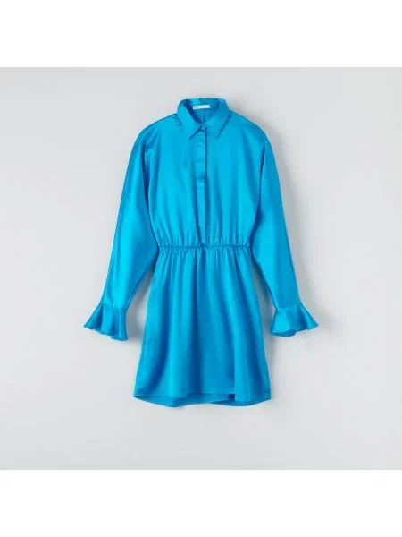 Sinsay Mini šaty s balonovými rukávy modrá