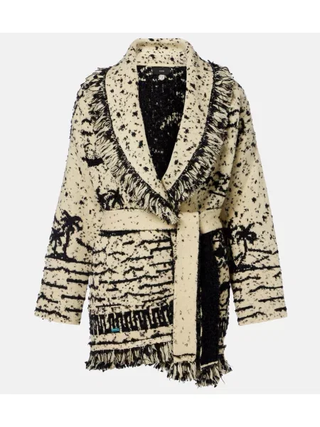 Cardigan Alanui cu franjuri de lână galben