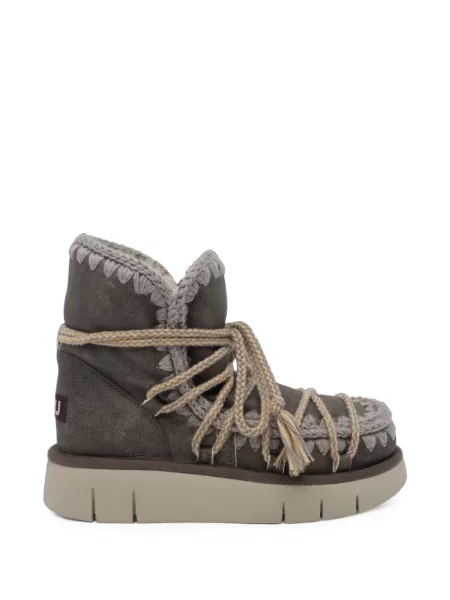 Botine Mou cu șireturi din dantelă maro