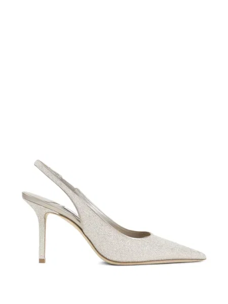 Pantofi cu toc Jimmy Choo slingback argintiu